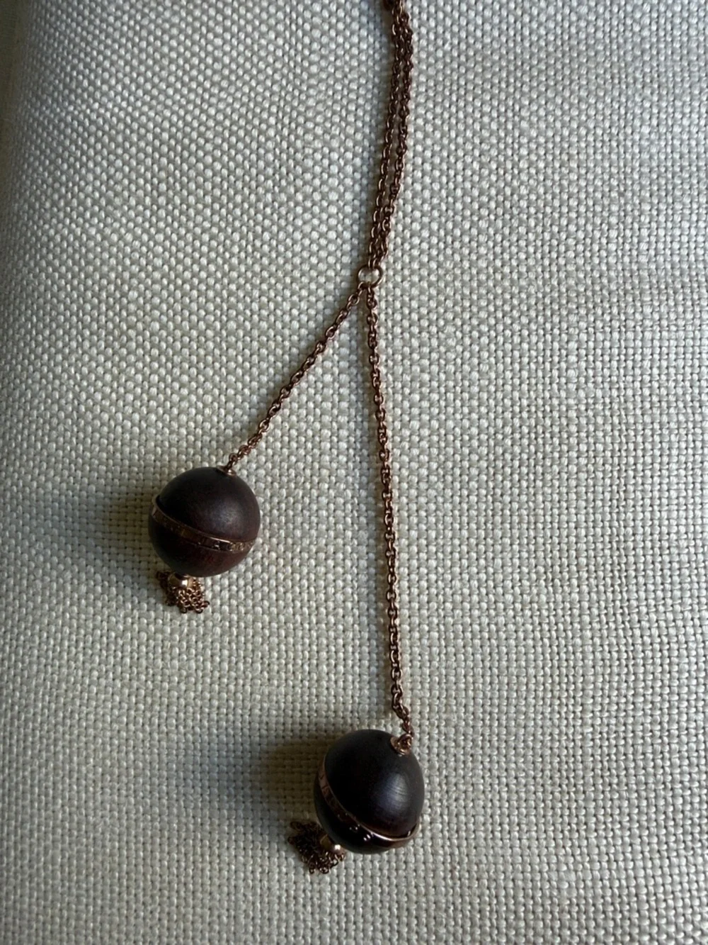 Marc by Marc Jacobs Long Rose Gold and Wood Tassel Necklace